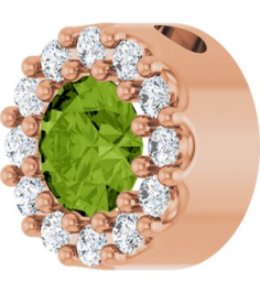 88590 Pendant Set 14K Rose Round Natural Peridot 4Mm 0.08 Ctw Natural Diamond I1, G-H Polished Natural Peridot And .08 Ctw Natural Diamond Halo-Style Pendant