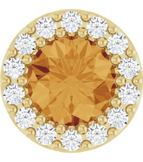 88590 Pendant Set 14K Yellow Round Natural Citrine 5Mm 110 Ctw Natural Diamond I1, G-H Polished Natural Citrine And 110 Ctw Natural Diamond Halo-Style Pendant