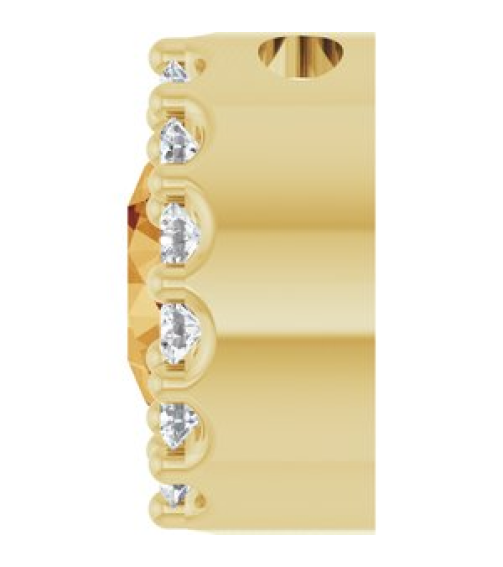 88590 Pendant Set 14K Yellow Round Natural Citrine 5Mm 110 Ctw Natural Diamond I1, G-H Polished Natural Citrine And 110 Ctw Natural Diamond Halo-Style Pendant