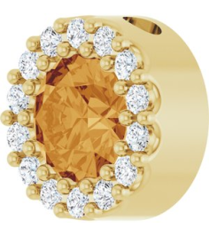 88590 Pendant Set 14K Yellow Round Natural Citrine 5Mm 110 Ctw Natural Diamond I1, G-H Polished Natural Citrine And 110 Ctw Natural Diamond Halo-Style Pendant