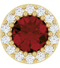 88590 Pendant Set 14K Yellow Round Natural Mozambique Garnet 5Mm 110 Ctw Natural Diamond I1, G-H Polished Natural Mozambique Garnet And 110 Ctw Natural Diamond Halo-Style Pendant