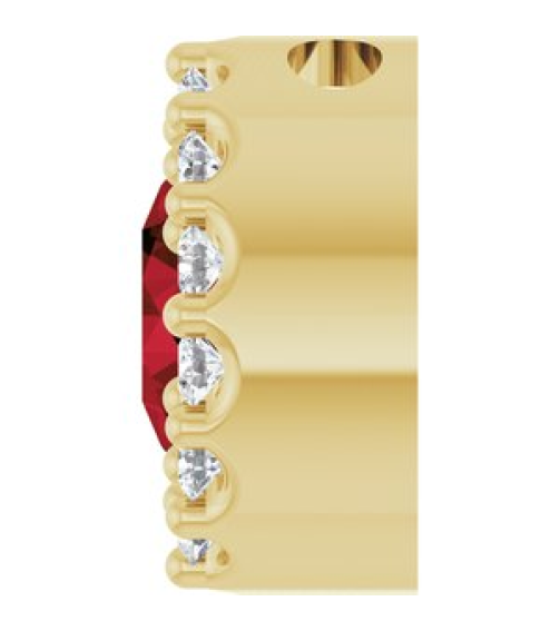 88590 Pendant Set 14K Yellow Round Natural Mozambique Garnet 5Mm 110 Ctw Natural Diamond I1, G-H Polished Natural Mozambique Garnet And 110 Ctw Natural Diamond Halo-Style Pendant