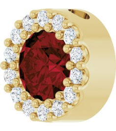 88590 Pendant Set 14K Yellow Round Natural Mozambique Garnet 5Mm 110 Ctw Natural Diamond I1, G-H Polished Natural Mozambique Garnet And 110 Ctw Natural Diamond Halo-Style Pendant
