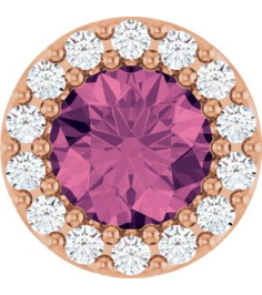 88590 Pendant Set 14K Rose Round Natural Pink Tourmaline 5Mm 110 Ctw Natural Diamond I1, G-H Polished Natural Pink Tourmaline And 110 Ctw Natural Diamond Halo-Style Pendant