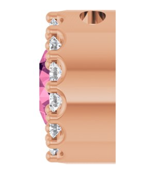 88590 Pendant Set 14K Rose Round Natural Pink Tourmaline 5Mm 110 Ctw Natural Diamond I1, G-H Polished Natural Pink Tourmaline And 110 Ctw Natural Diamond Halo-Style Pendant