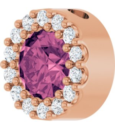88590 Pendant Set 14K Rose Round Natural Pink Tourmaline 5Mm 110 Ctw Natural Diamond I1, G-H Polished Natural Pink Tourmaline And 110 Ctw Natural Diamond Halo-Style Pendant