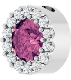 88590 Pendant Set Platinum Round Natural Pink Tourmaline 5Mm 110 Ctw Natural Diamond Si2-Si3, G-H Polished Natural Pink Tourmaline And 110 Ctw Natural Diamond Halo-Style Pendant