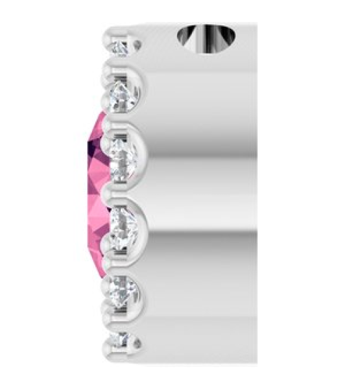 88590 Pendant Set Platinum Round Natural Pink Tourmaline 5Mm 110 Ctw Natural Diamond Si2-Si3, G-H Polished Natural Pink Tourmaline And 110 Ctw Natural Diamond Halo-Style Pendant