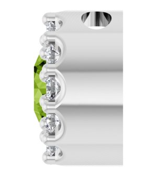 88590 Pendant Set Platinum Round Natural Peridot 4Mm 0.08 Ctw Natural Diamond Si2-Si3, G-H Polished Natural Peridot And .08 Ctw Natural Diamond Halo-Style Pendant