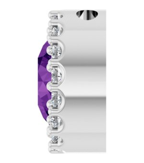 88590 Pendant Set Sterling Silver Round Natural Amethyst 6Mm 18 Ctw Natural Diamond I1, G-H Polished Natural Amethyst And 18 Ctw Natural Diamond Halo-Style Pendant