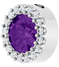 88590 Pendant Set Sterling Silver Round Natural Amethyst 6Mm 18 Ctw Natural Diamond I1, G-H Polished Natural Amethyst And 18 Ctw Natural Diamond Halo-Style Pendant