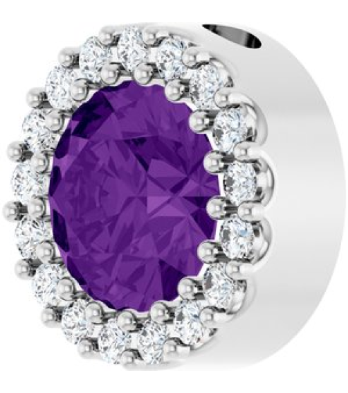 88590 Pendant Set Sterling Silver Round Natural Amethyst 6Mm 18 Ctw Natural Diamond I1, G-H Polished Natural Amethyst And 18 Ctw Natural Diamond Halo-Style Pendant