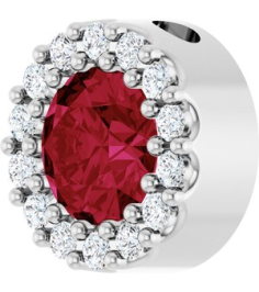 88590 Pendant Set Platinum Round Lab-Grown Ruby 5Mm 110 Ctw Natural Diamond Si2-Si3, G-H Polished Lab-Grown Ruby And 110 Ctw Natural Diamond Halo-Style Pendant