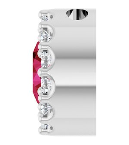 88590 Pendant Set Platinum Round Lab-Grown Ruby 5Mm 110 Ctw Natural Diamond Si2-Si3, G-H Polished Lab-Grown Ruby And 110 Ctw Natural Diamond Halo-Style Pendant