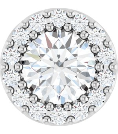 88590 Pendant Set Platinum Round Natural Diamond 5Mm 12 Ctw Natural Diamond Si2-Si3, G-H Polished 12 Ctw Natural Diamond Halo-Style Pendant