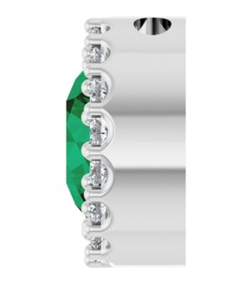 88590 Pendant Set Sterling Silver Round Natural Emerald 6Mm 18 Ctw Natural Diamond I1, G-H Polished Natural Emerald And 18 Ctw Natural Diamond Halo-Style Pendant