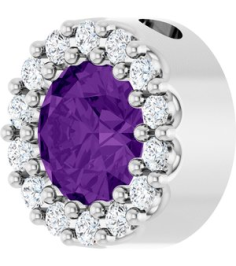 88590 Pendant Set Sterling Silver Round Natural Amethyst 5Mm 110 Ctw Natural Diamond I1, G-H Polished Natural Amethyst And 110 Ctw Natural Diamond Halo-Style Pendant