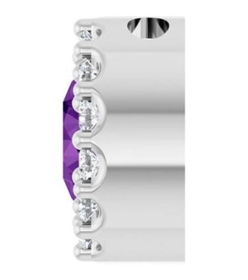 88590 Pendant Set Sterling Silver Round Natural Amethyst 5Mm 110 Ctw Natural Diamond I1, G-H Polished Natural Amethyst And 110 Ctw Natural Diamond Halo-Style Pendant