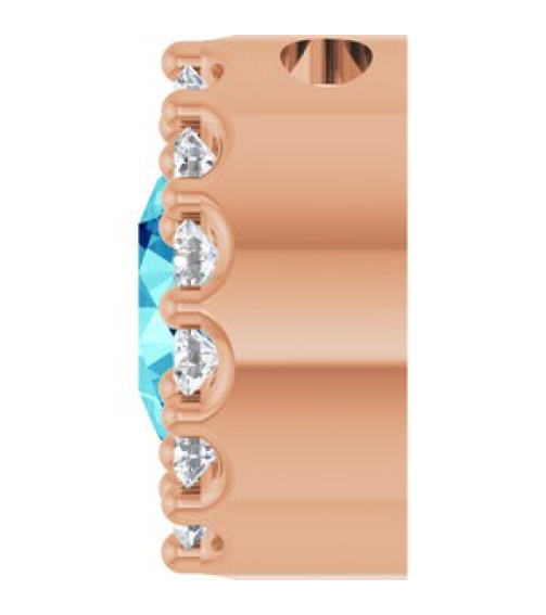 88590 Pendant Set 14K Rose Round Natural Blue Zircon 5Mm 110 Ctw Natural Diamond I1, G-H Polished Natural Blue Zircon And 110 Ctw Natural Diamond Halo-Style Pendant