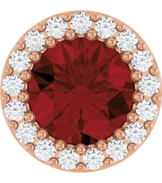 88590 Pendant Set 14K Rose Round Natural Mozambique Garnet 6Mm 18 Ctw Natural Diamond I1, G-H Polished Natural Mozambique Garnet And 18 Ctw Natural Diamond Halo-Style Pendant