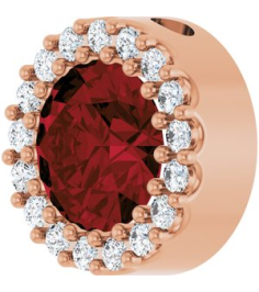 88590 Pendant Set 14K Rose Round Natural Mozambique Garnet 6Mm 18 Ctw Natural Diamond I1, G-H Polished Natural Mozambique Garnet And 18 Ctw Natural Diamond Halo-Style Pendant