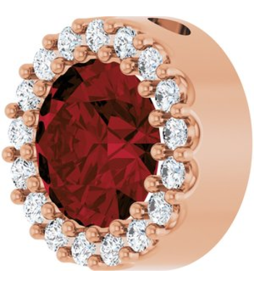 88590 Pendant Set 14K Rose Round Natural Mozambique Garnet 6Mm 18 Ctw Natural Diamond I1, G-H Polished Natural Mozambique Garnet And 18 Ctw Natural Diamond Halo-Style Pendant