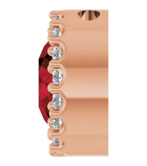 88590 Pendant Set 14K Rose Round Natural Mozambique Garnet 6Mm 18 Ctw Natural Diamond I1, G-H Polished Natural Mozambique Garnet And 18 Ctw Natural Diamond Halo-Style Pendant