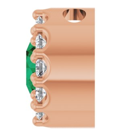 88590 Pendant Set 14K Rose Round Lab-Grown Emerald 4Mm 0.08 Ctw Natural Diamond I1, G-H Polished Lab-Grown Emerald And .08 Ctw Natural Diamond Halo-Style Pendant