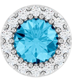 88590 Pendant Set Sterling Silver Round Natural Aquamarine 5Mm 110 Ctw Natural Diamond I1, G-H Polished Natural Aquamarine And 110 Ctw Natural Diamond Halo-Style Pendant