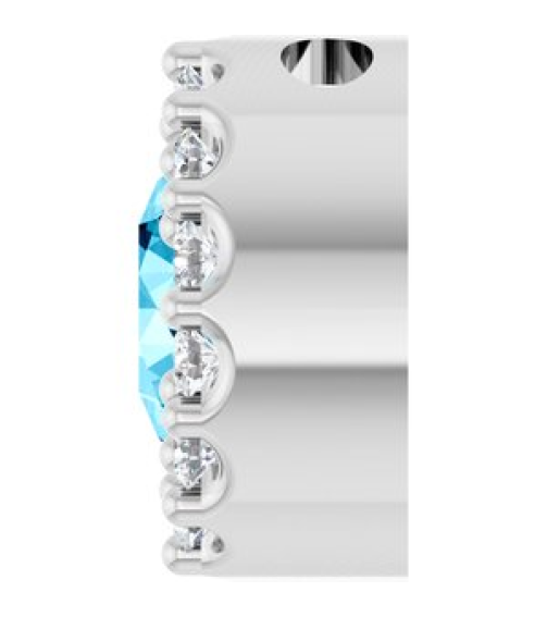 88590 Pendant Set Sterling Silver Round Natural Aquamarine 5Mm 110 Ctw Natural Diamond I1, G-H Polished Natural Aquamarine And 110 Ctw Natural Diamond Halo-Style Pendant