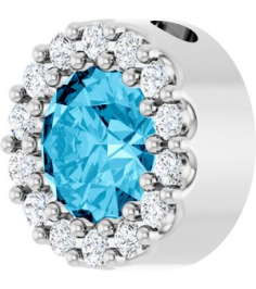 88590 Pendant Set Sterling Silver Round Natural Aquamarine 5Mm 110 Ctw Natural Diamond I1, G-H Polished Natural Aquamarine And 110 Ctw Natural Diamond Halo-Style Pendant