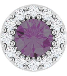 88590 Pendant Set Sterling Silver Round Natural Alexandrite 4Mm 0.08 Ctw Natural Diamond I1, G-H Polished Natural Alexandrite And .08 Ctw Natural Diamond Halo-Style Pendant