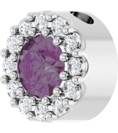 88590 Pendant Set Sterling Silver Round Natural Alexandrite 4Mm 0.08 Ctw Natural Diamond I1, G-H Polished Natural Alexandrite And .08 Ctw Natural Diamond Halo-Style Pendant