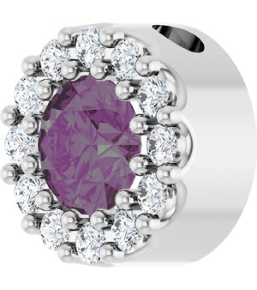 88590 Pendant Set Sterling Silver Round Natural Alexandrite 4Mm 0.08 Ctw Natural Diamond I1, G-H Polished Natural Alexandrite And .08 Ctw Natural Diamond Halo-Style Pendant