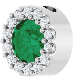 88590 Pendant Set Sterling Silver Round Natural Emerald 5Mm 110 Ctw Natural Diamond I1, G-H Polished Natural Emerald And 110 Ctw Natural Diamond Halo-Style Pendant