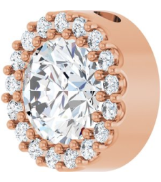 88590 Pendant Set 14K Rose Round Natural White Sapphire 6Mm 18 Ctw Natural Diamond I1, G-H Polished Natural White Sapphire And 18 Ctw Natural Diamond Halo-Style Pendant