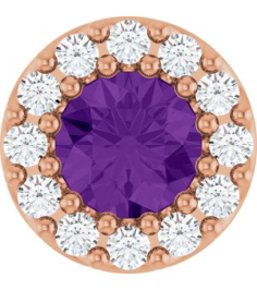 88590 Pendant Set 14K Rose Round Natural Amethyst 4Mm 0.08 Ctw Natural Diamond I1, G-H Polished Natural Amethyst And .08 Ctw Natural Diamond Halo-Style Pendant