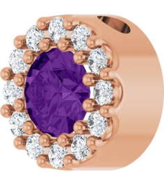 88590 Pendant Set 14K Rose Round Natural Amethyst 4Mm 0.08 Ctw Natural Diamond I1, G-H Polished Natural Amethyst And .08 Ctw Natural Diamond Halo-Style Pendant
