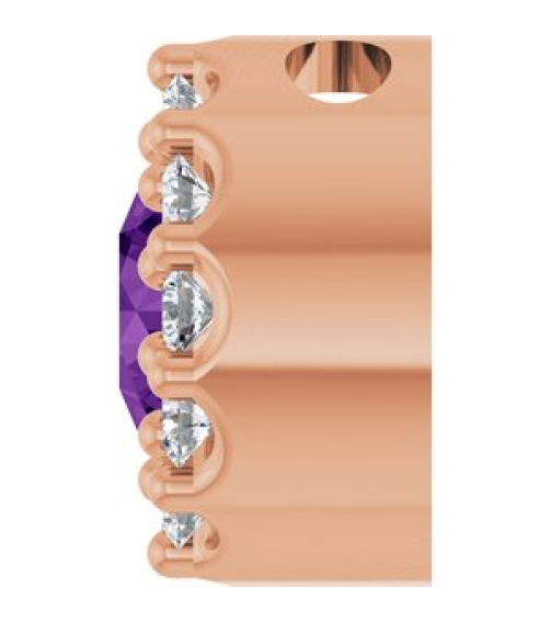 88590 Pendant Set 14K Rose Round Natural Amethyst 4Mm 0.08 Ctw Natural Diamond I1, G-H Polished Natural Amethyst And .08 Ctw Natural Diamond Halo-Style Pendant