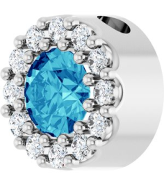 88590 Pendant Set Platinum Round Natural Blue Zircon 4Mm 0.08 Ctw Natural Diamond Si2-Si3, G-H Polished Natural Blue Zircon And .08 Ctw Natural Diamond Halo-Style Pendant