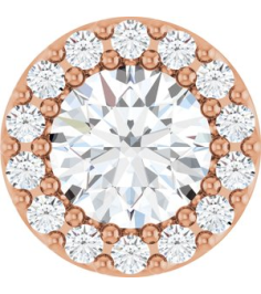 88590 Pendant Set 14K Rose Round Natural White Sapphire 5Mm 110 Ctw Natural Diamond I1, G-H Polished Natural White Sapphire And 110 Ctw Natural Diamond Halo-Style Pendant