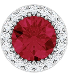 88590 Pendant Set Sterling Silver Round Lab-Grown Ruby 6Mm 18 Ctw Natural Diamond I1, G-H Polished Lab-Grown Ruby And 18 Ctw Natural Diamond Halo-Style Pendant