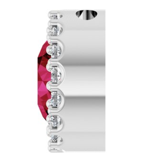 88590 Pendant Set Sterling Silver Round Lab-Grown Ruby 6Mm 18 Ctw Natural Diamond I1, G-H Polished Lab-Grown Ruby And 18 Ctw Natural Diamond Halo-Style Pendant