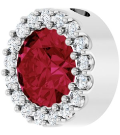 88590 Pendant Set Sterling Silver Round Lab-Grown Ruby 6Mm 18 Ctw Natural Diamond I1, G-H Polished Lab-Grown Ruby And 18 Ctw Natural Diamond Halo-Style Pendant