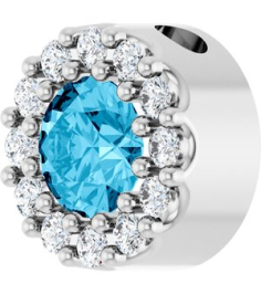 88590 Pendant Set Sterling Silver Round Natural Aquamarine 4Mm 0.08 Ctw Natural Diamond I1, G-H Polished Natural Aquamarine And .08 Ctw Natural Diamond Halo-Style Pendant