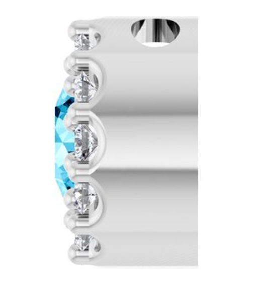 88590 Pendant Set Sterling Silver Round Natural Aquamarine 4Mm 0.08 Ctw Natural Diamond I1, G-H Polished Natural Aquamarine And .08 Ctw Natural Diamond Halo-Style Pendant