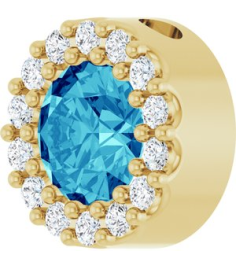 88590 Pendant Set 14K Yellow Round Natural Blue Zircon 5Mm 110 Ctw Natural Diamond I1, G-H Polished Natural Blue Zircon And 110 Ctw Natural Diamond Halo-Style Pendant