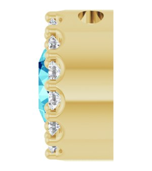 88590 Pendant Set 14K Yellow Round Natural Blue Zircon 5Mm 110 Ctw Natural Diamond I1, G-H Polished Natural Blue Zircon And 110 Ctw Natural Diamond Halo-Style Pendant