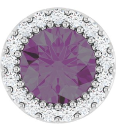88590 Pendant Set Sterling Silver Round Lab-Grown Alexandrite 6Mm 18 Ctw Natural Diamond I1, G-H Polished Lab-Grown Alexandrite And 18 Ctw Natural Diamond Halo-Style Pendant