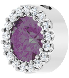 88590 Pendant Set Sterling Silver Round Lab-Grown Alexandrite 6Mm 18 Ctw Natural Diamond I1, G-H Polished Lab-Grown Alexandrite And 18 Ctw Natural Diamond Halo-Style Pendant